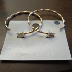 Forever 21 Gold Textured Hoop Earrings